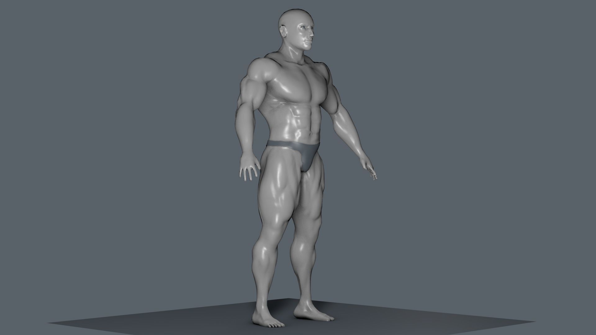 Bodybuilder human body 3D model_3