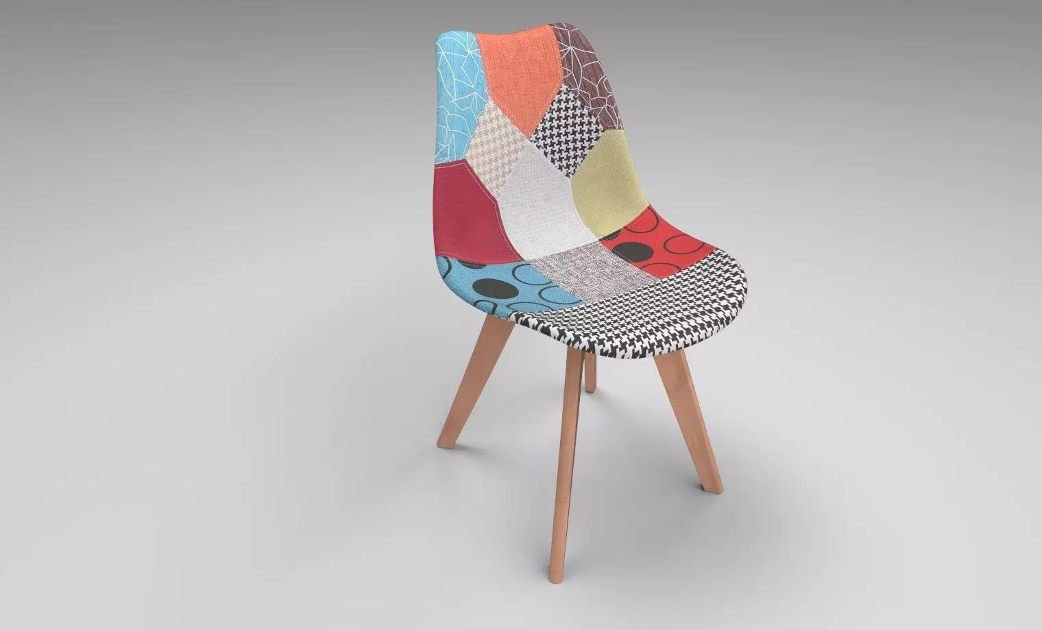 Multi Colour Fabric Chair 3D model_0