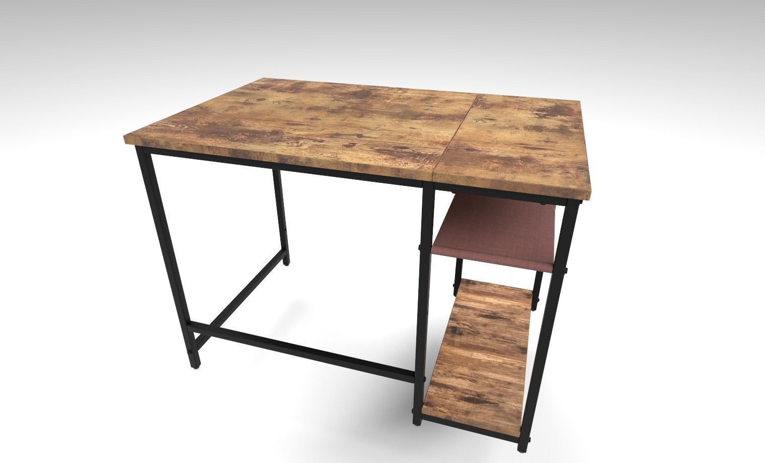 Rustic Wooden Table 3D model_4
