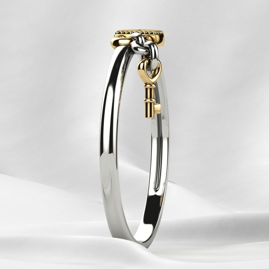 Lock with Key Gold Ring 3D print model_17