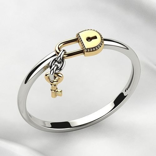 Lock with Key Gold Ring 3D print model