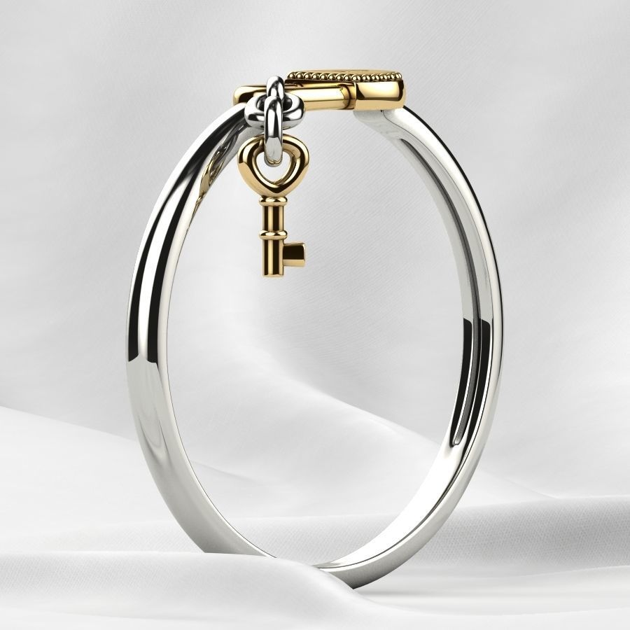 Lock with Key Gold Ring 3D print model_15