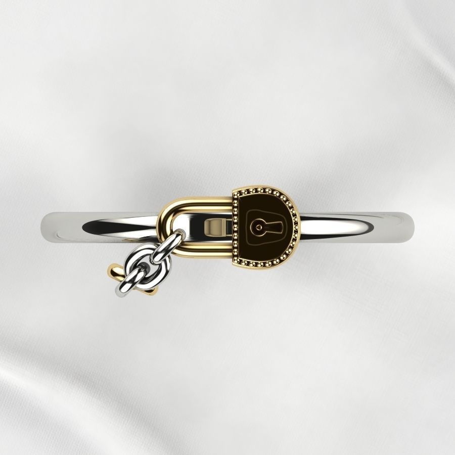 Lock with Key Gold Ring 3D print model_11