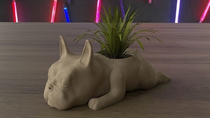 French Bulldog  flowerpot STL 3D print model