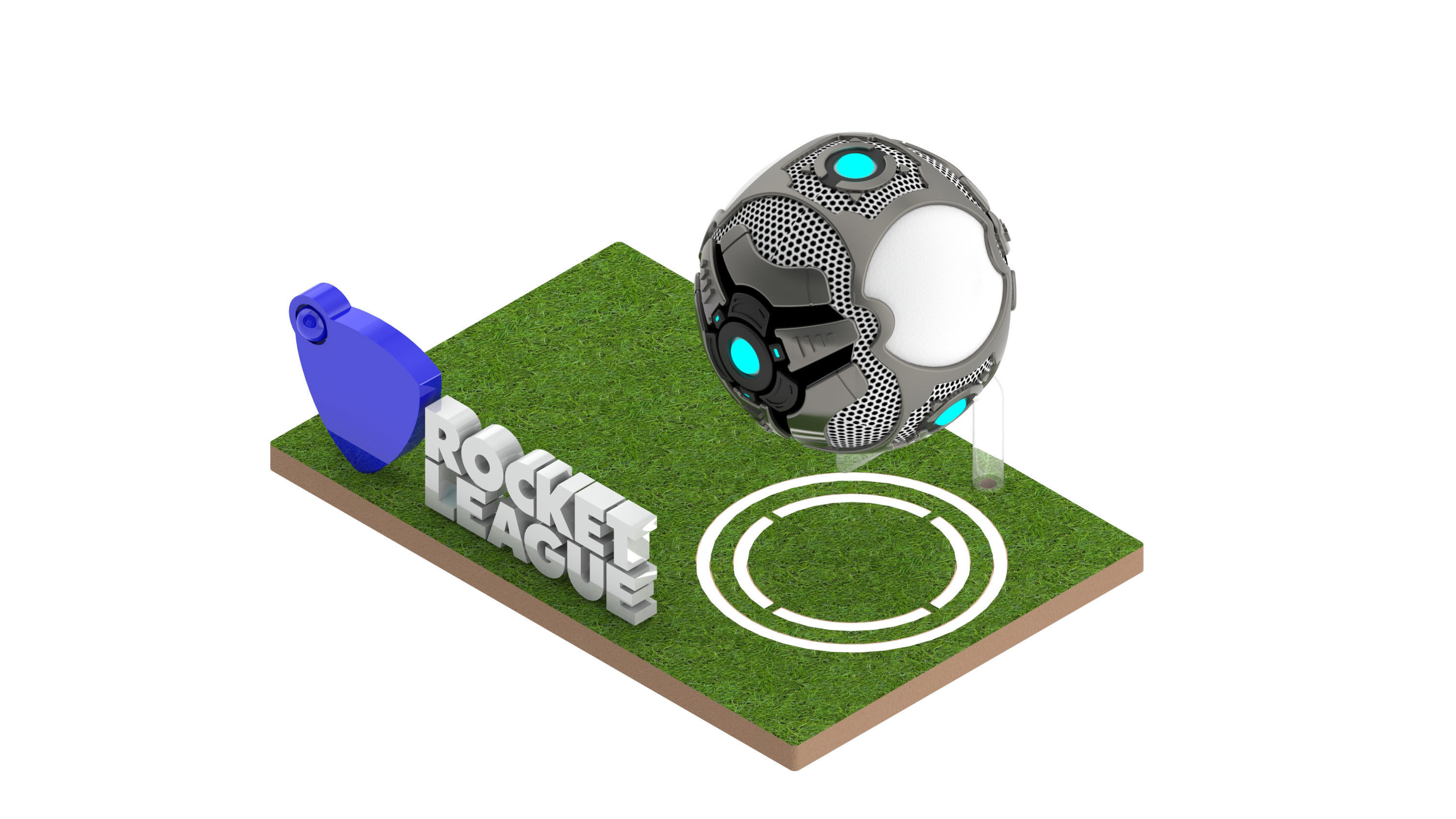 rocket league stand 3D print model_2
