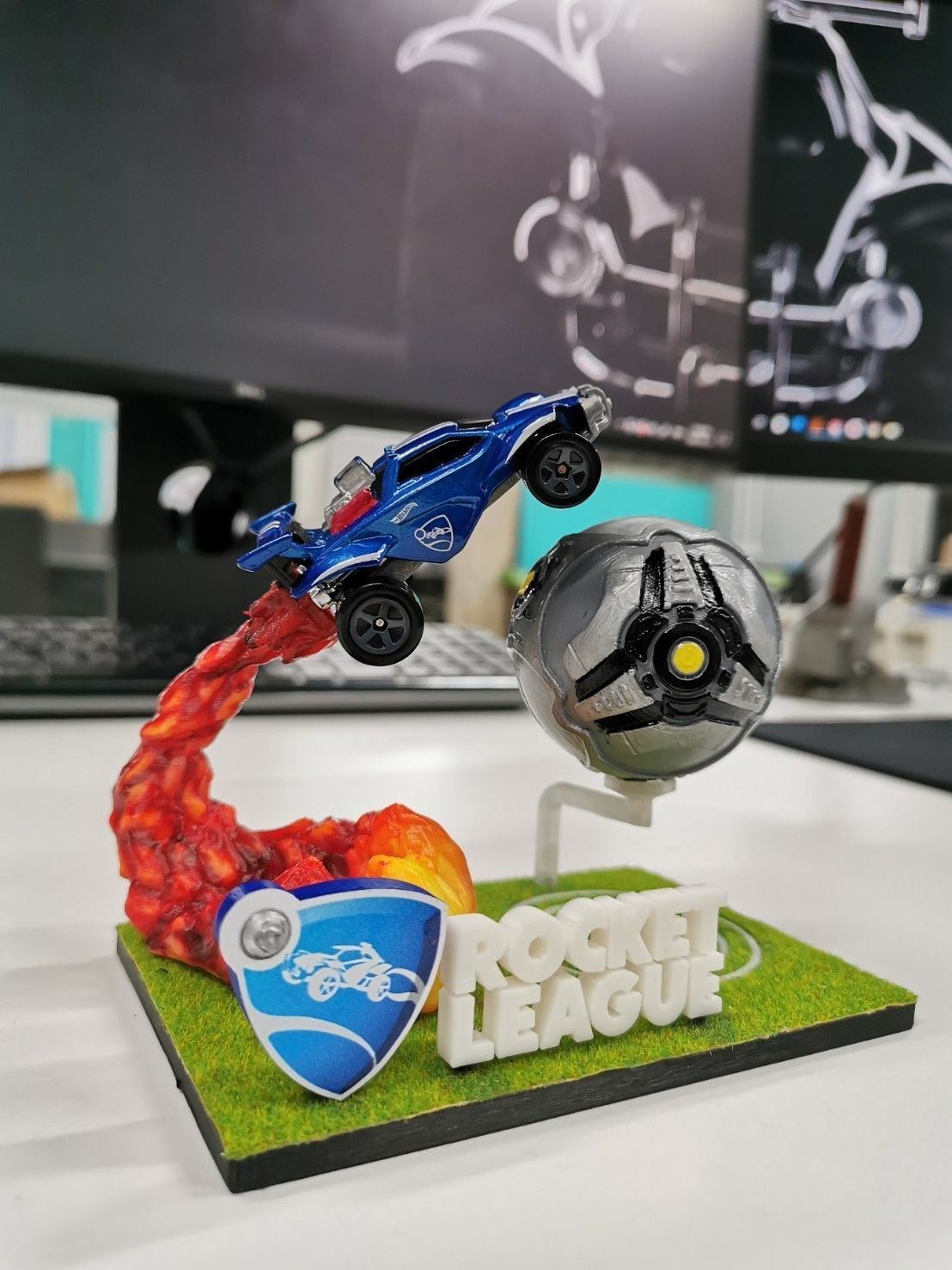 rocket league stand 3D print model_1