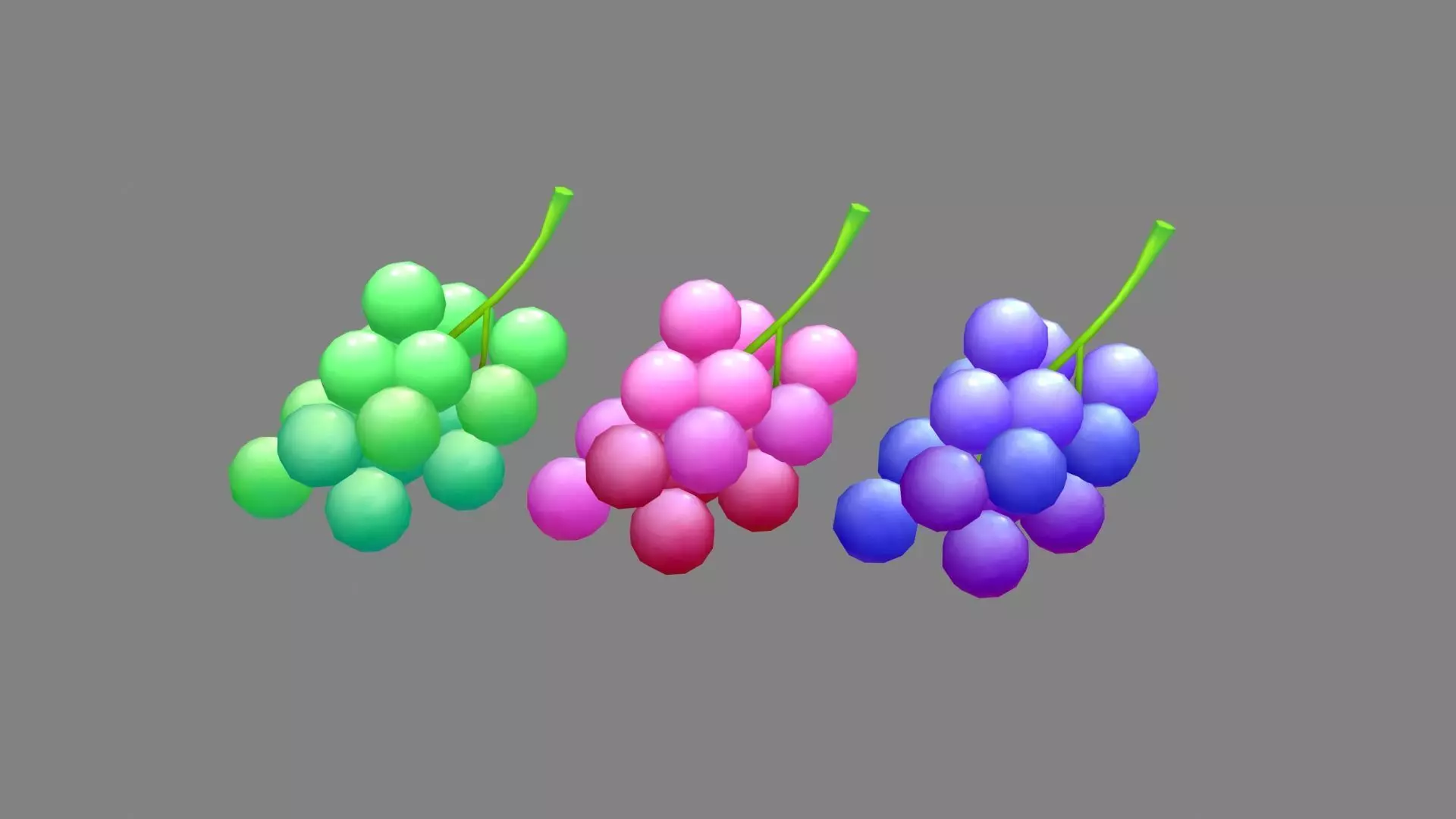 Cartoon grapes Low-poly 3D model