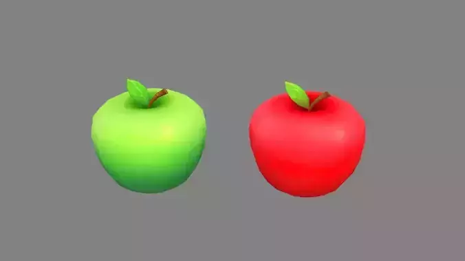 Cartoon red apple and green apple