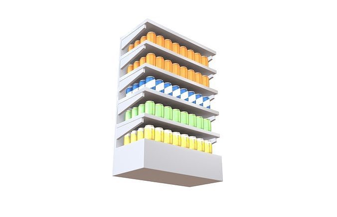 Canned Drinks On Shelf v1 002 3D model 2