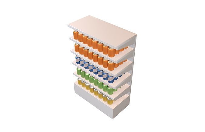 Canned Drinks On Shelf v1 002 3D model 4