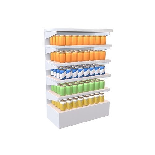 Canned Drinks On Shelf v1 002 3D model 5