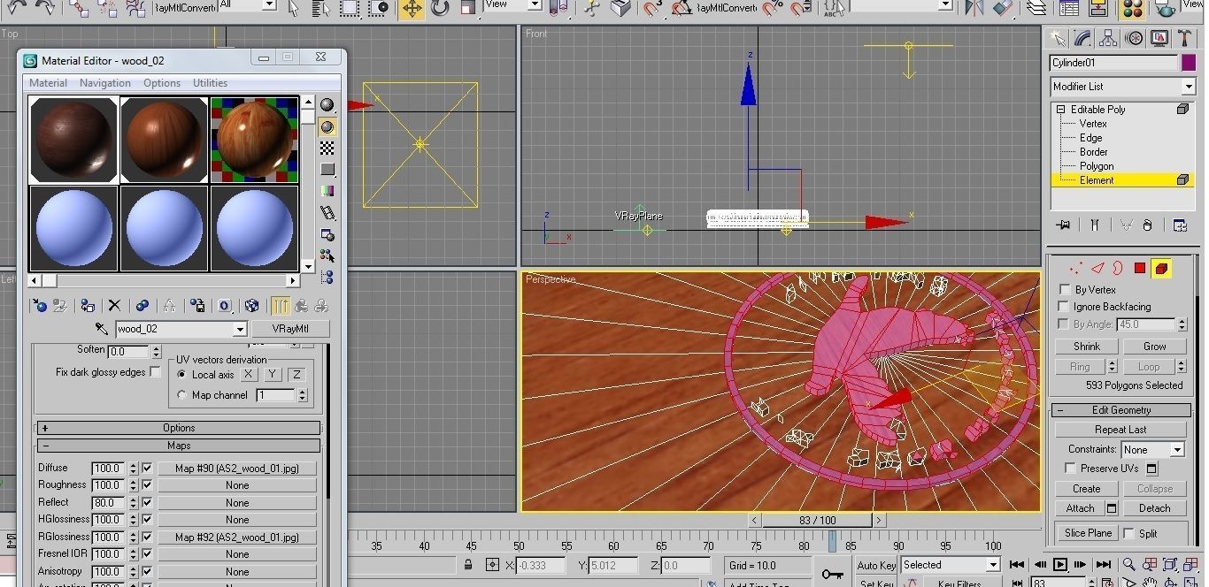 Wooden - ashtray v1 Low-poly 3D model_4