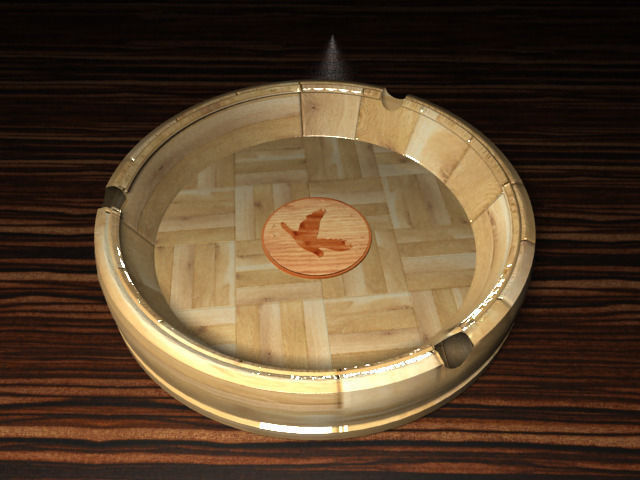 Wooden - ashtray v1 Low-poly 3D model_2