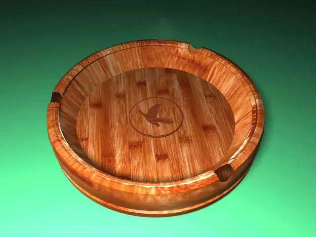 Wooden - ashtray v1 Low-poly 3D model_0