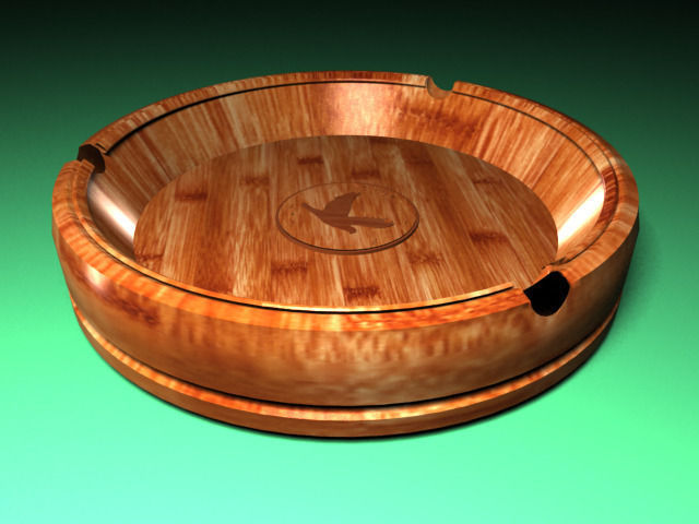 Wooden - ashtray v1 Low-poly 3D model_1