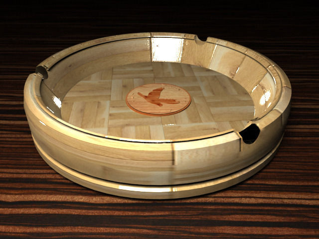 Wooden - ashtray v1 Low-poly 3D model_3