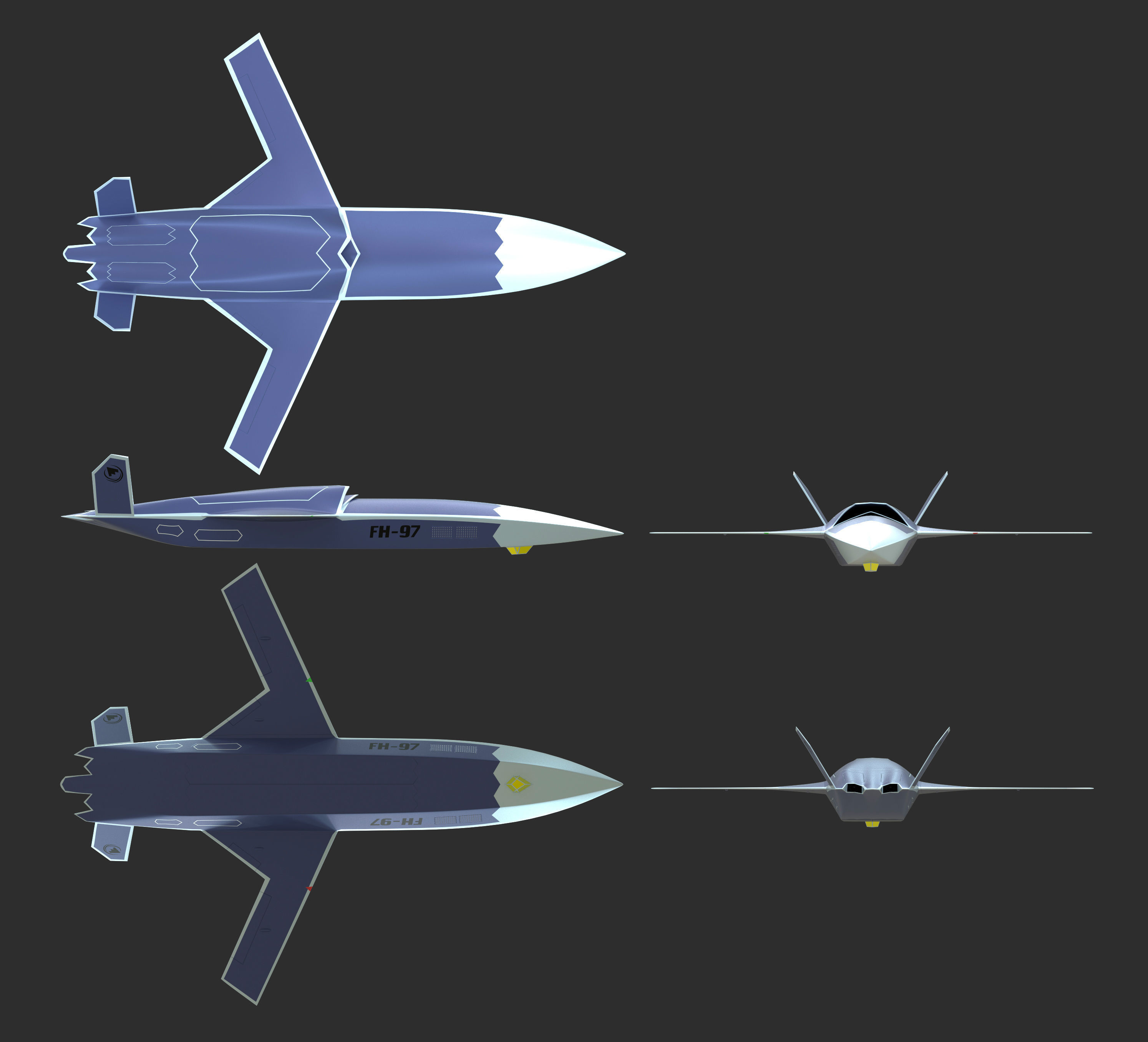 CASC FH-97 UAV system concept Low-poly 3D model_1