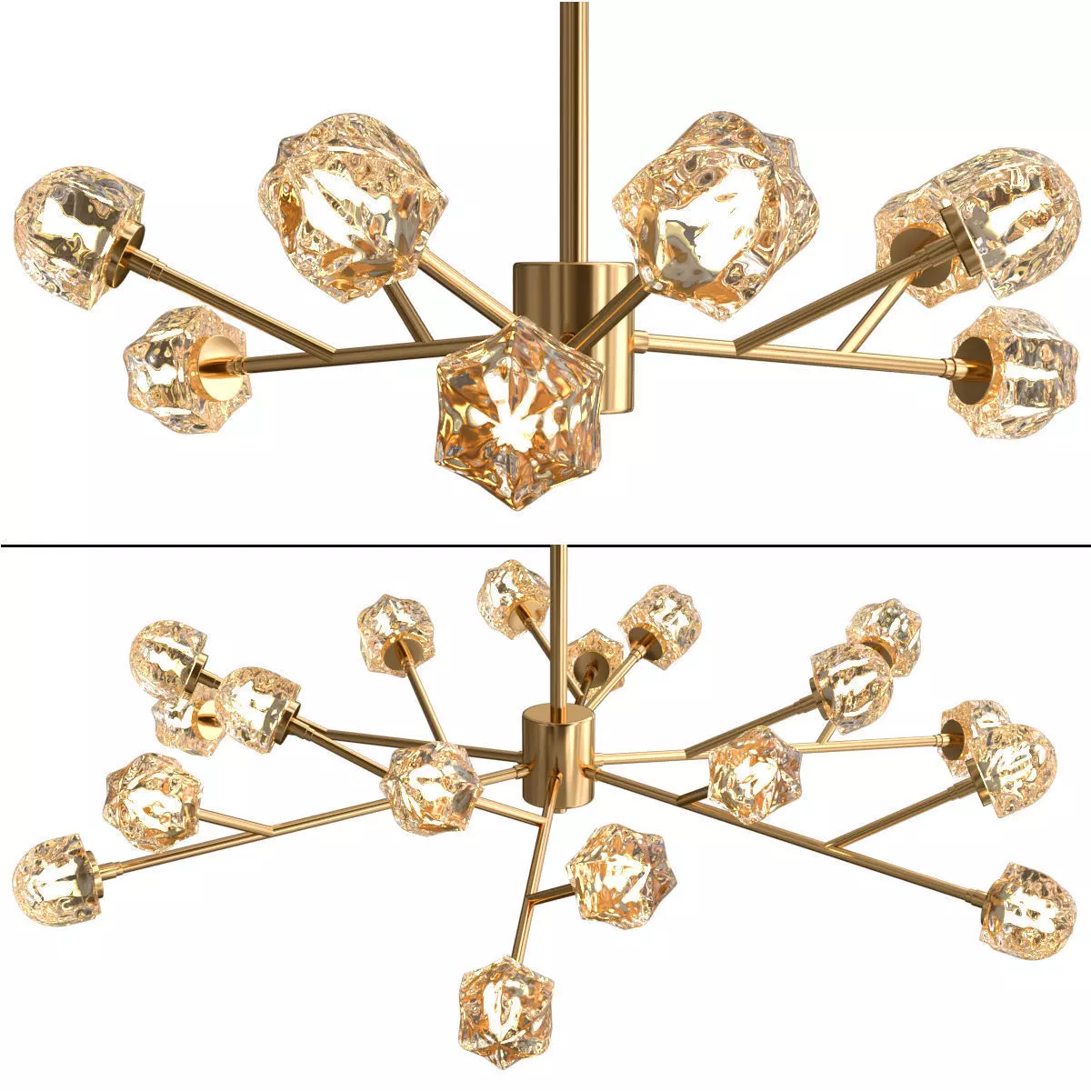 ORION gold chandelier with crystals hanging from it 3D model