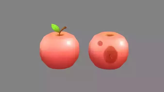 Cartoon rotten fruit - pink apple