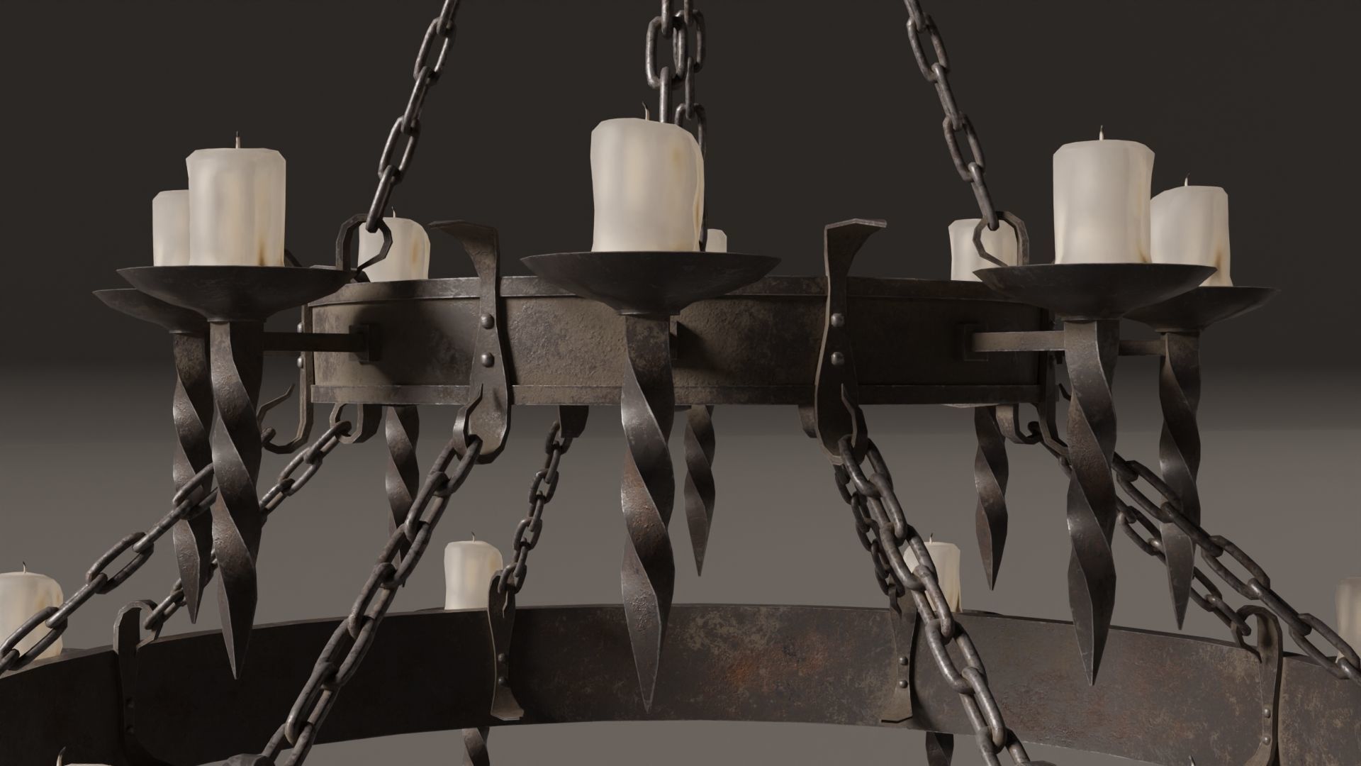 Medieval Chandelier Low-poly 3D model_1