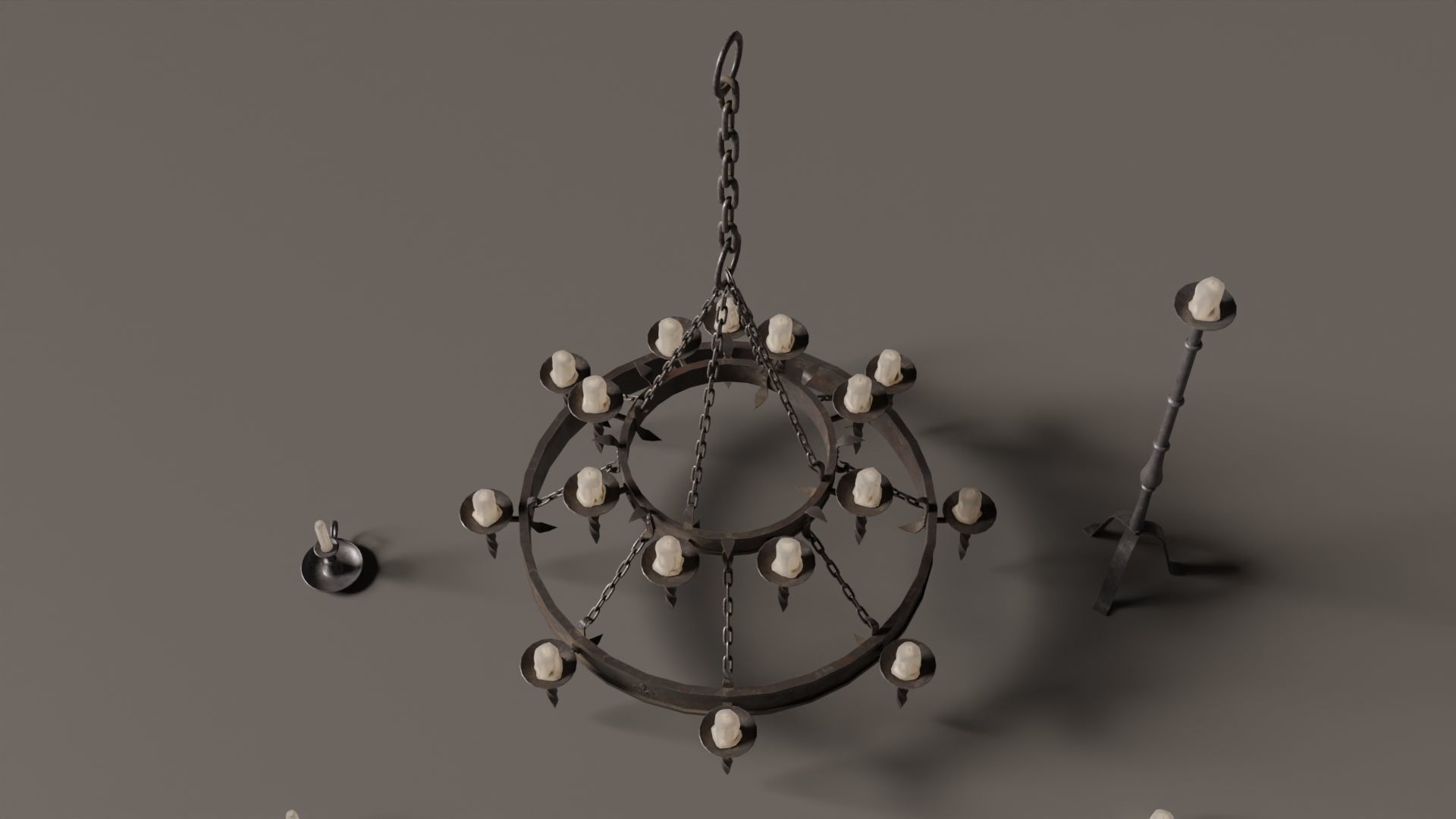 Medieval Chandelier Low-poly 3D model_9
