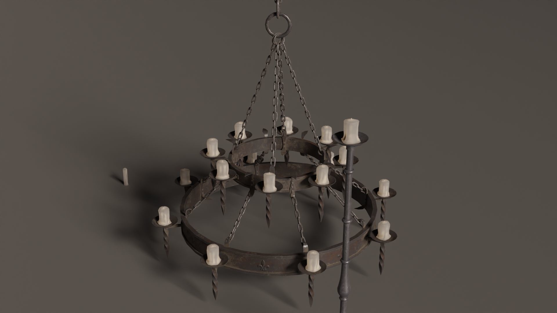 Medieval Chandelier Low-poly 3D model_5