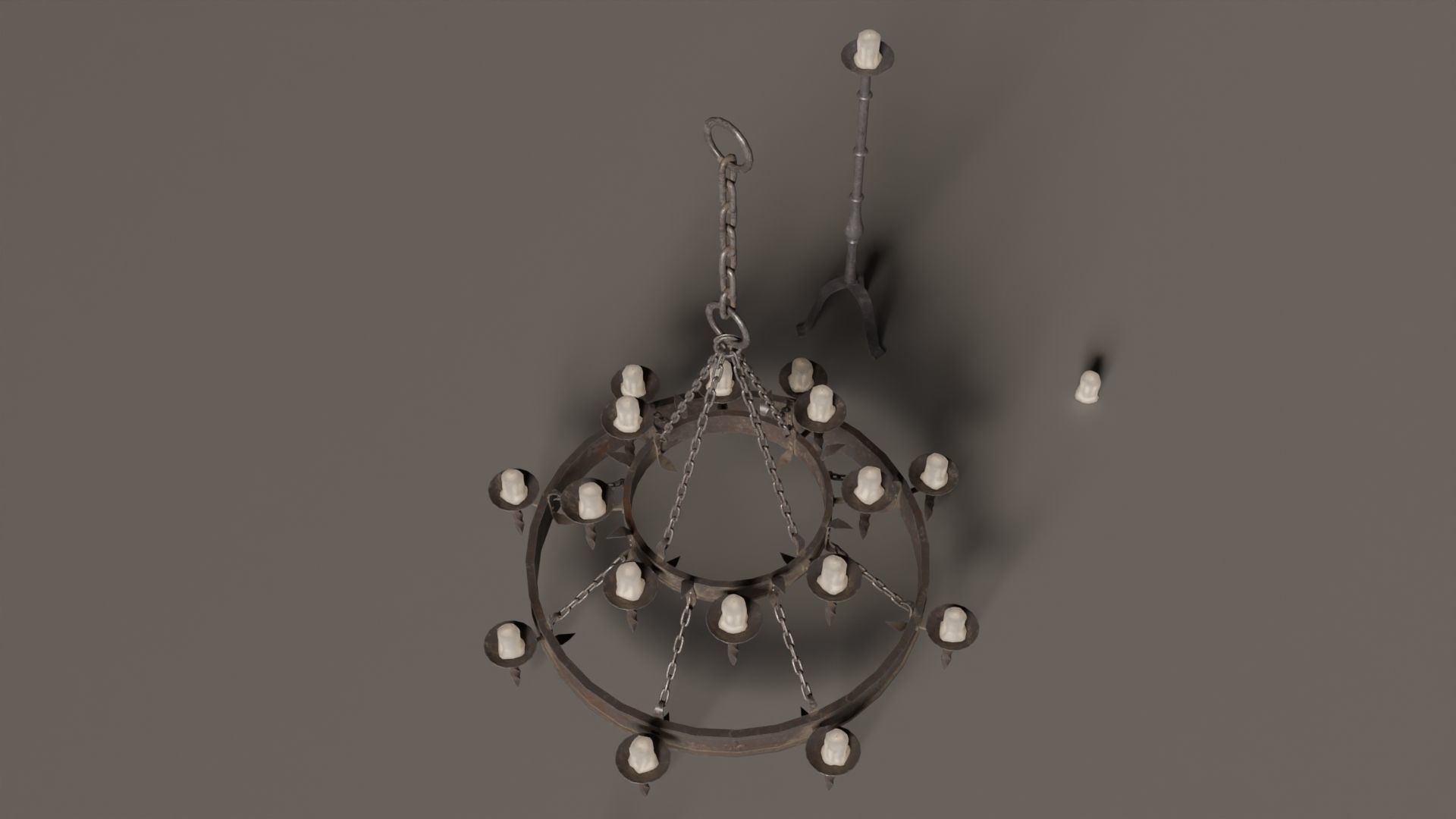 Medieval Chandelier Low-poly 3D model_8