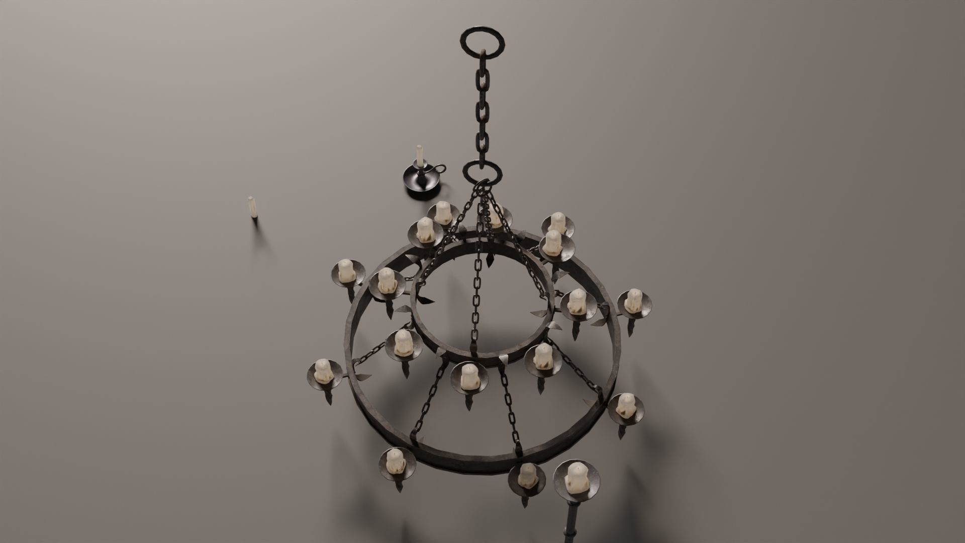Medieval Chandelier Low-poly 3D model_10