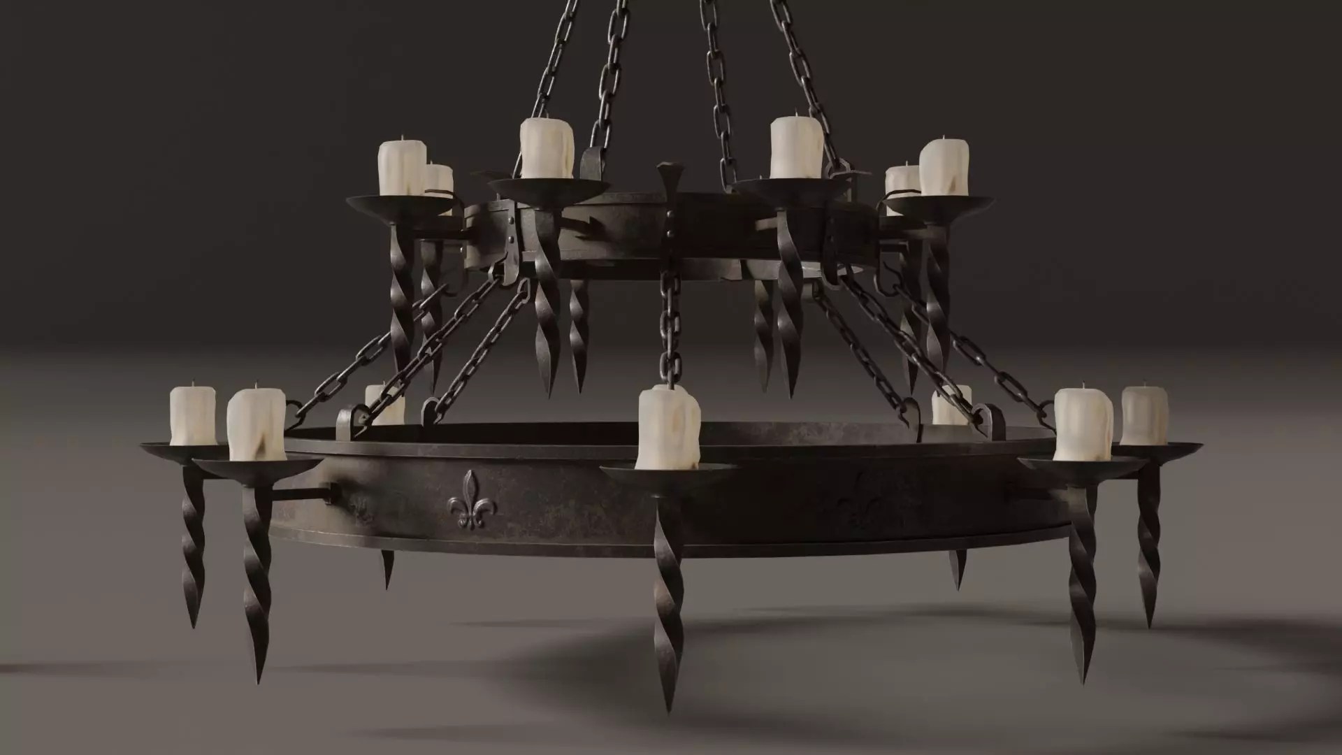 Medieval Chandelier Low-poly 3D model_0