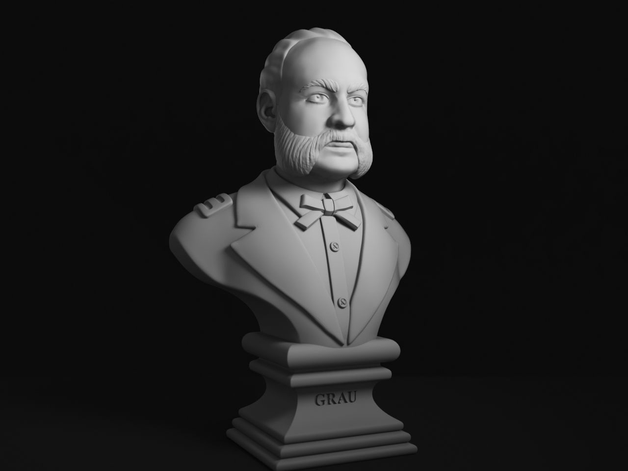 Miguel Grau Bust 3D print model_2