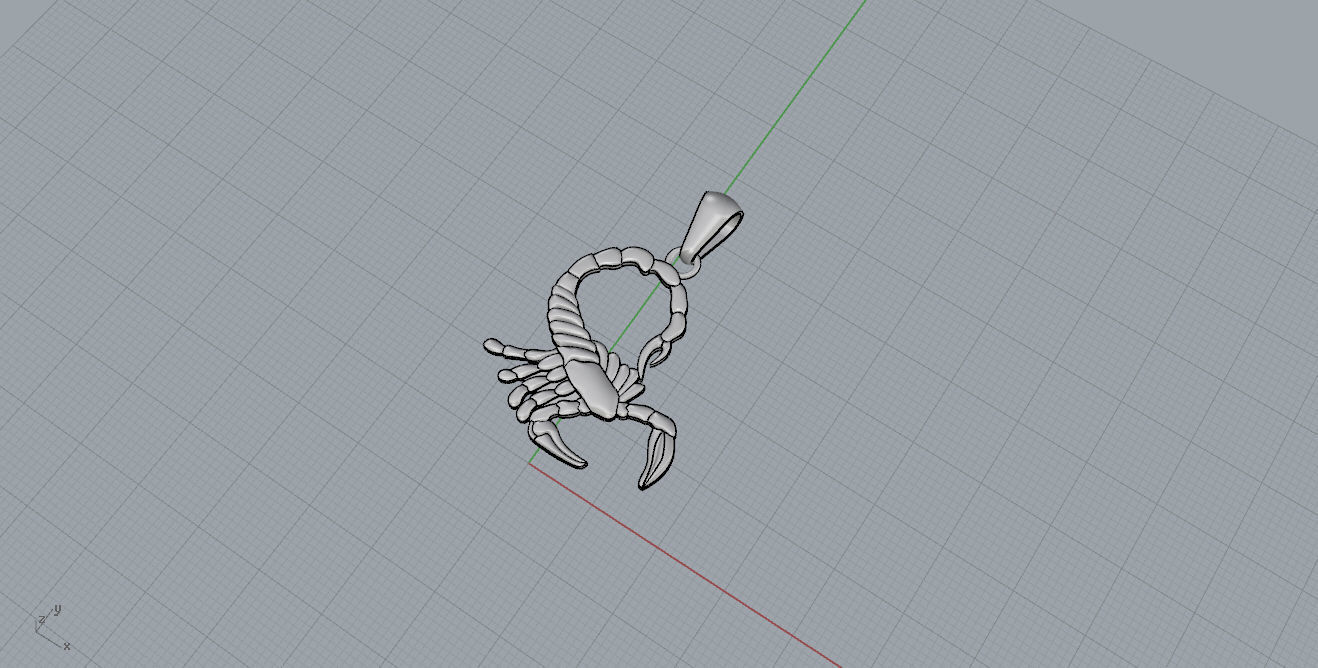 Pendant silver scorpion 3D print model_4