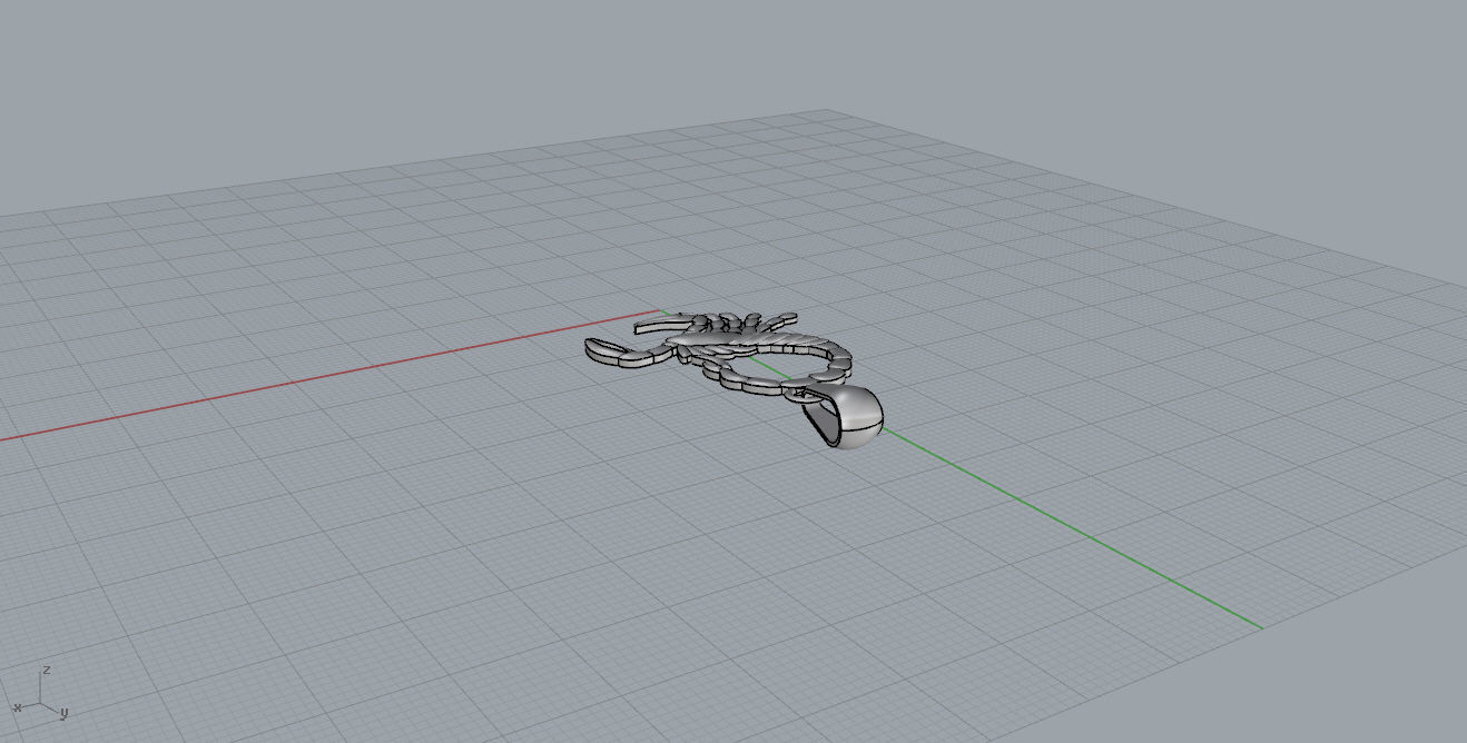 Pendant silver scorpion 3D print model_5