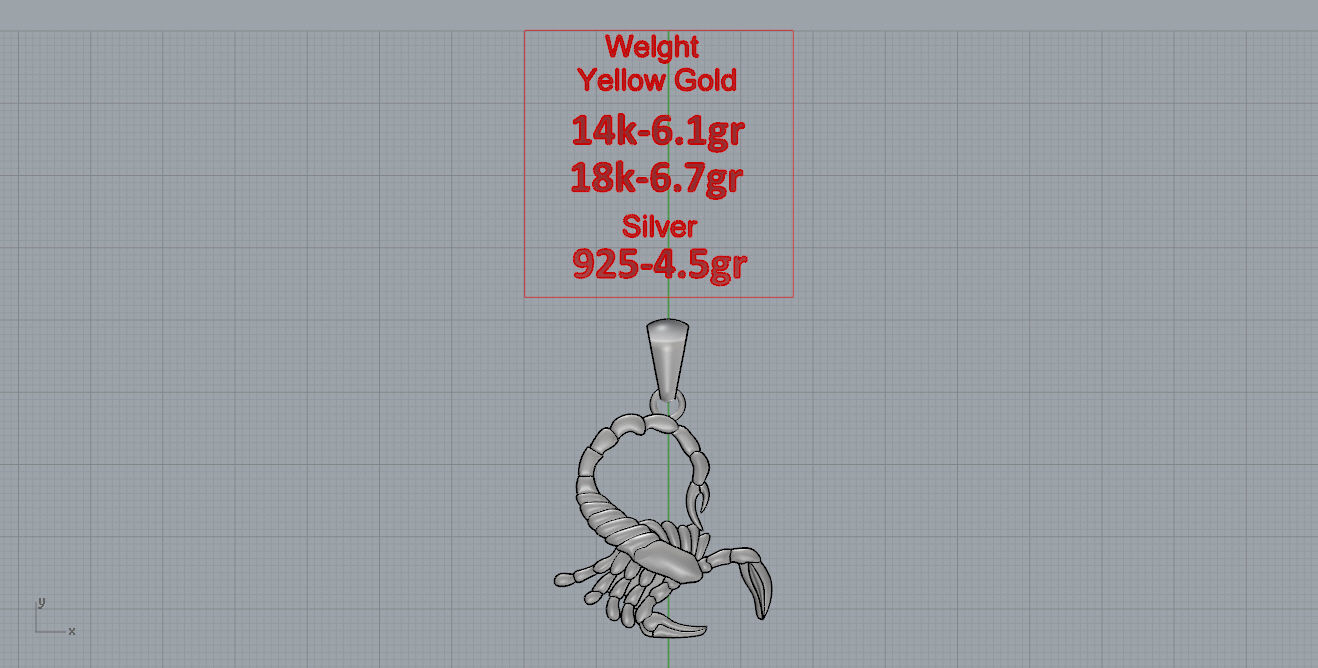 Pendant silver scorpion 3D print model_2