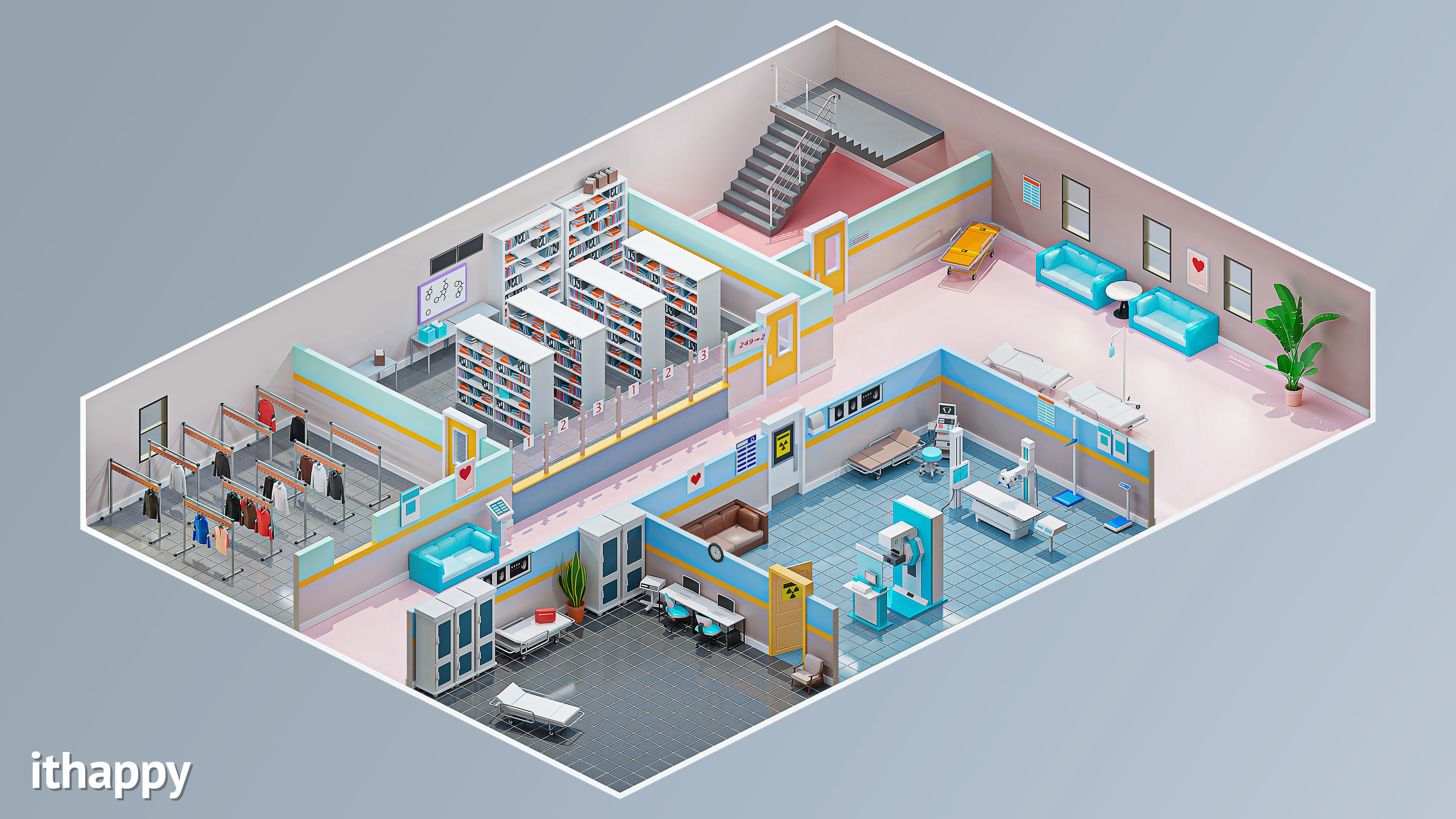 Hospital 3 Low-poly 3D model_3