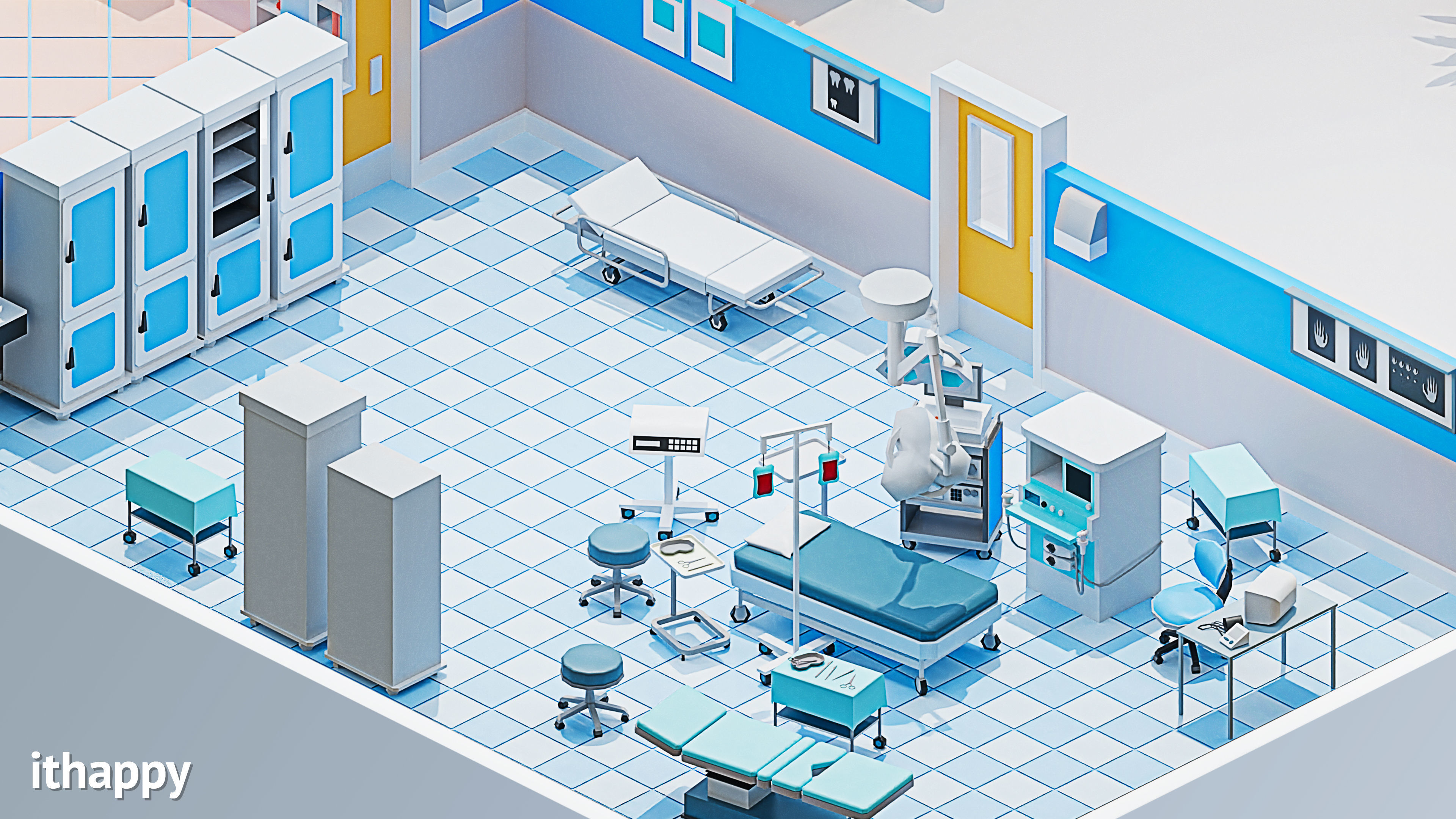 Hospital 3 Low-poly 3D model_14