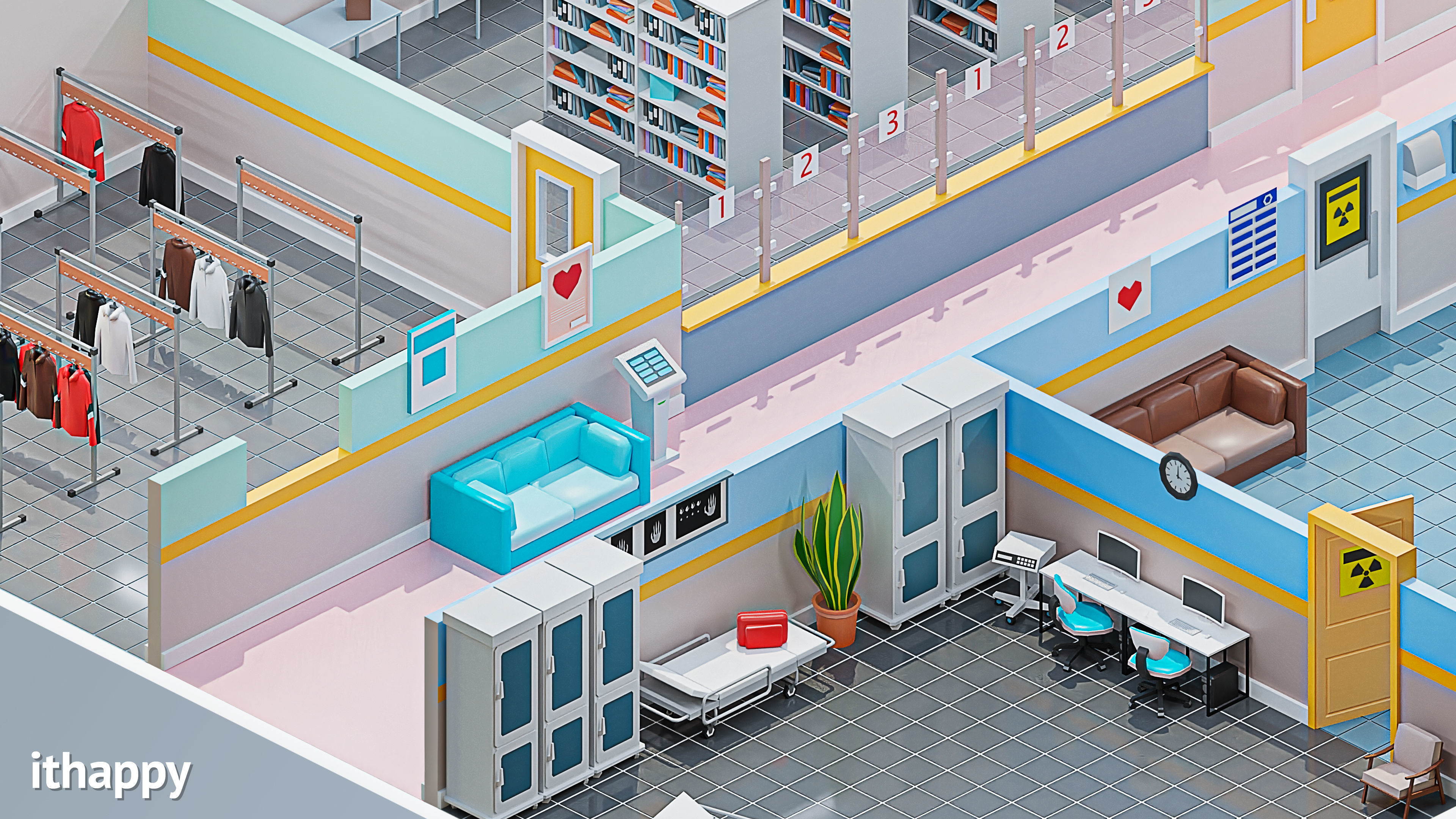 Hospital 3 Low-poly 3D model_5