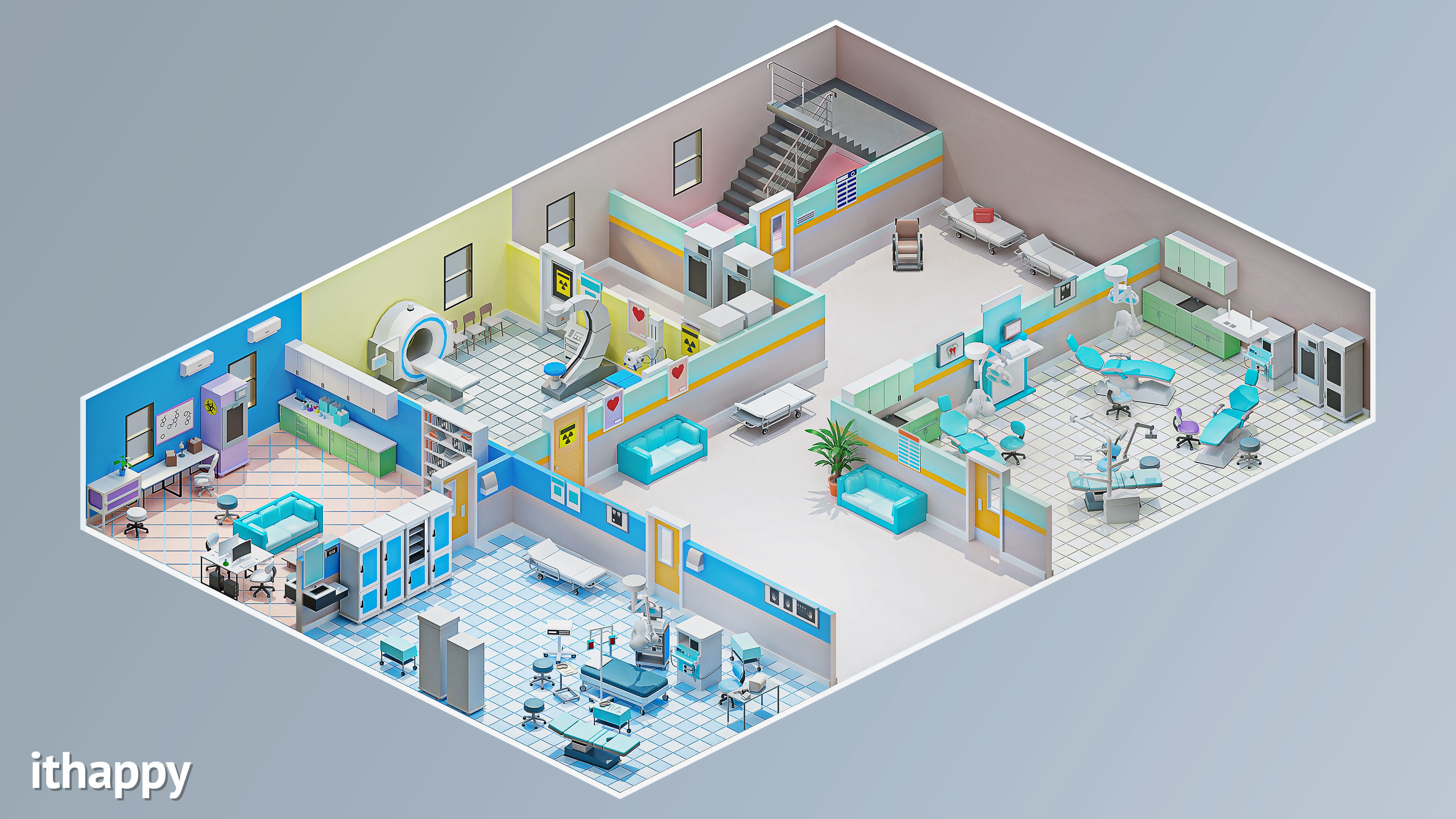 Hospital 3 Low-poly 3D model_11