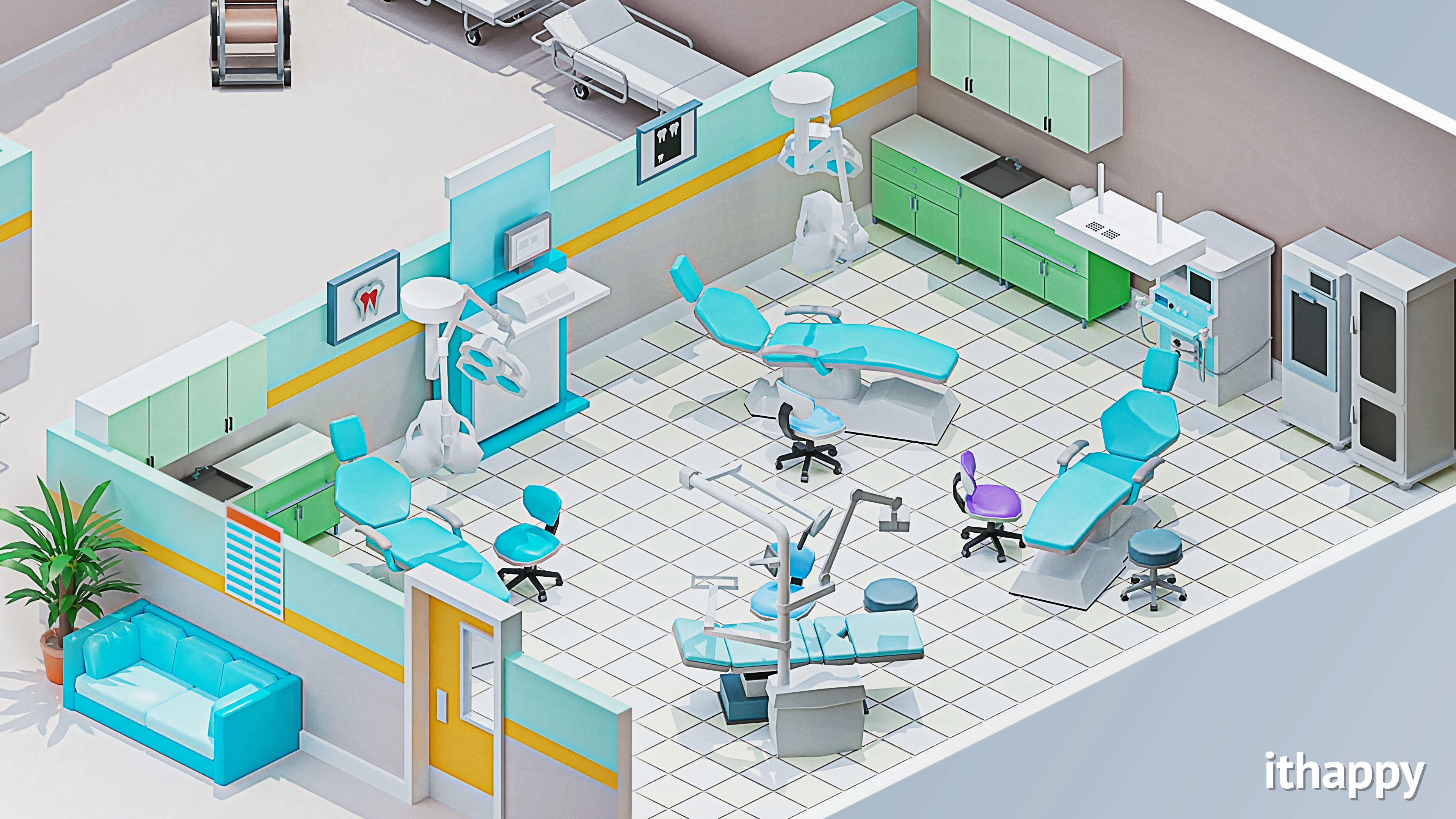 Hospital 3 Low-poly 3D model_12
