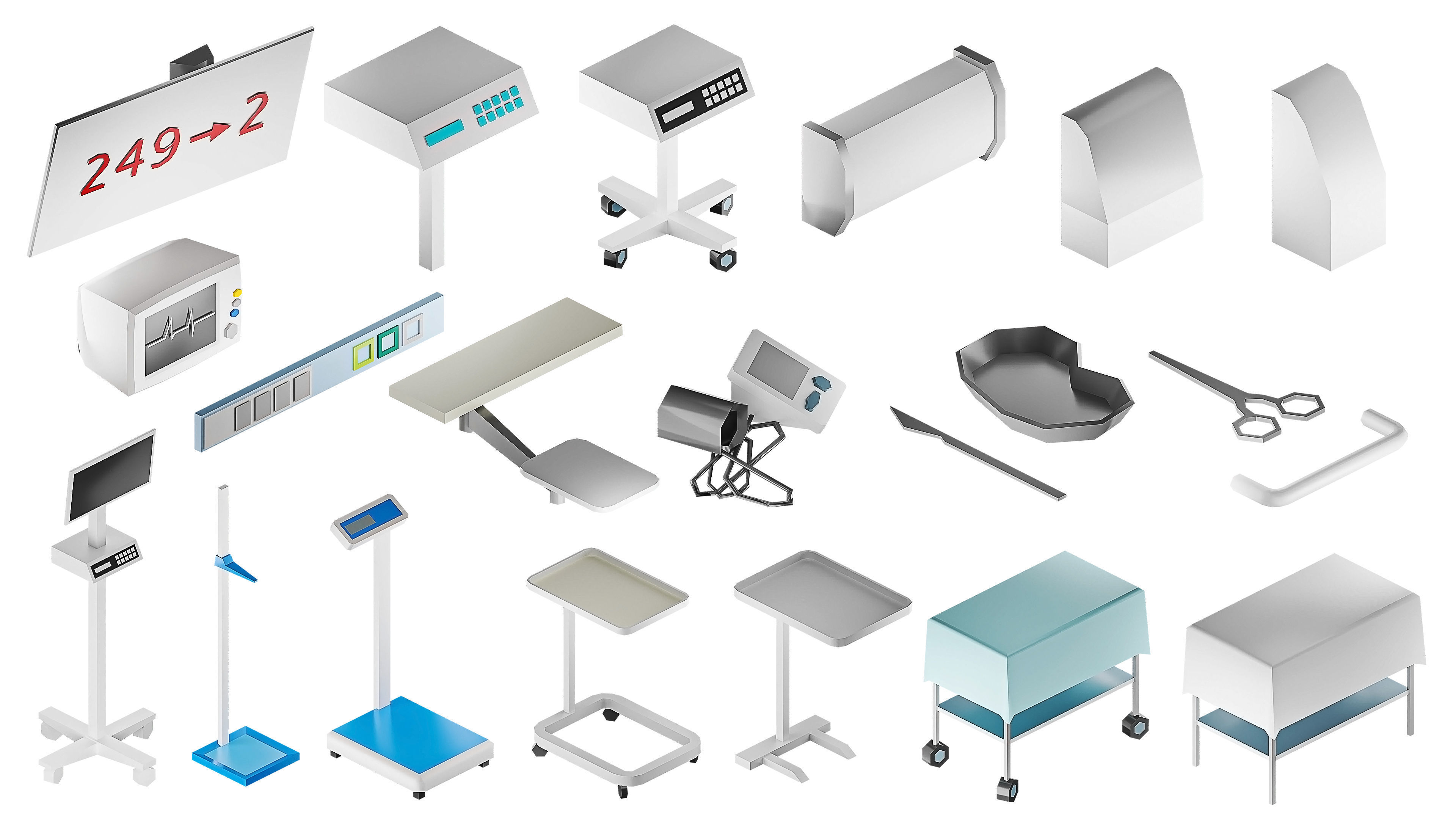 Hospital 3 Low-poly 3D model_19