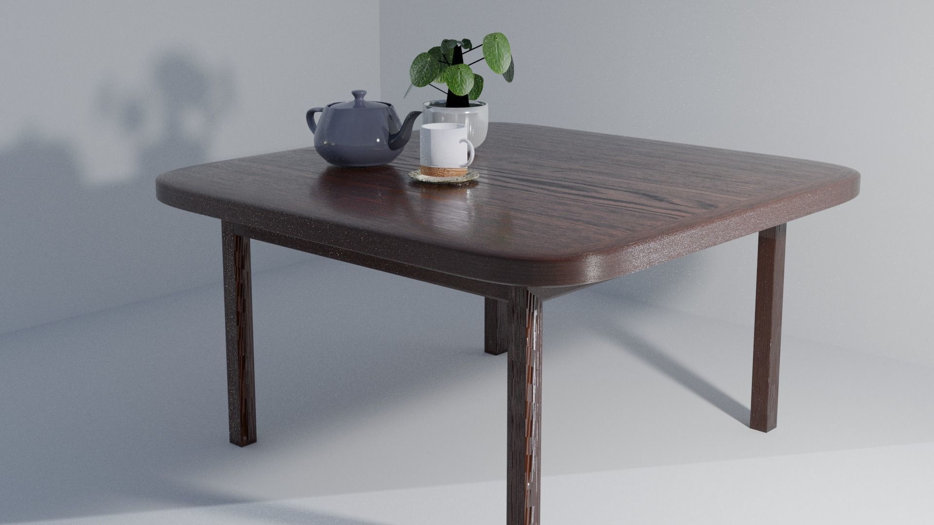 Brown Coloured Wooden Table Low-poly 3D model_7