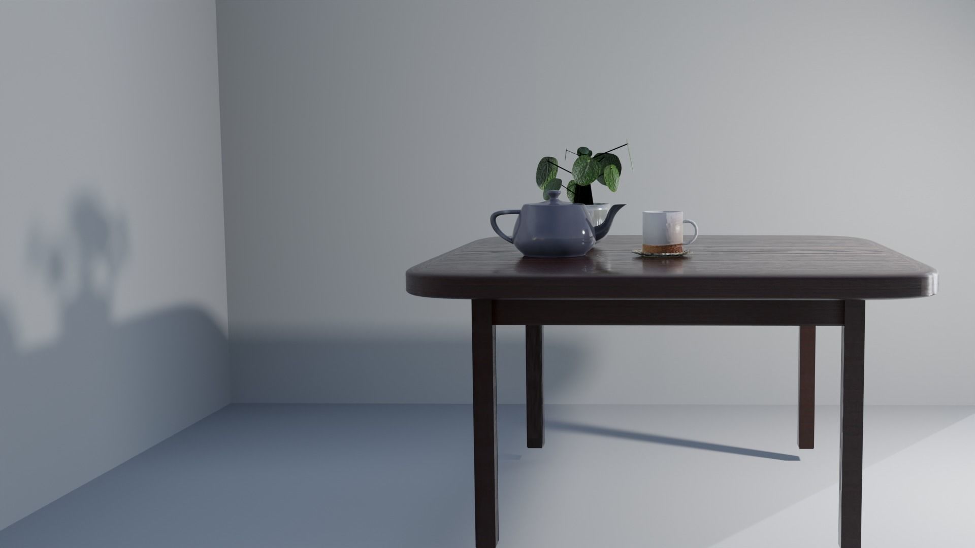 Brown Coloured Wooden Table Low-poly 3D model_2