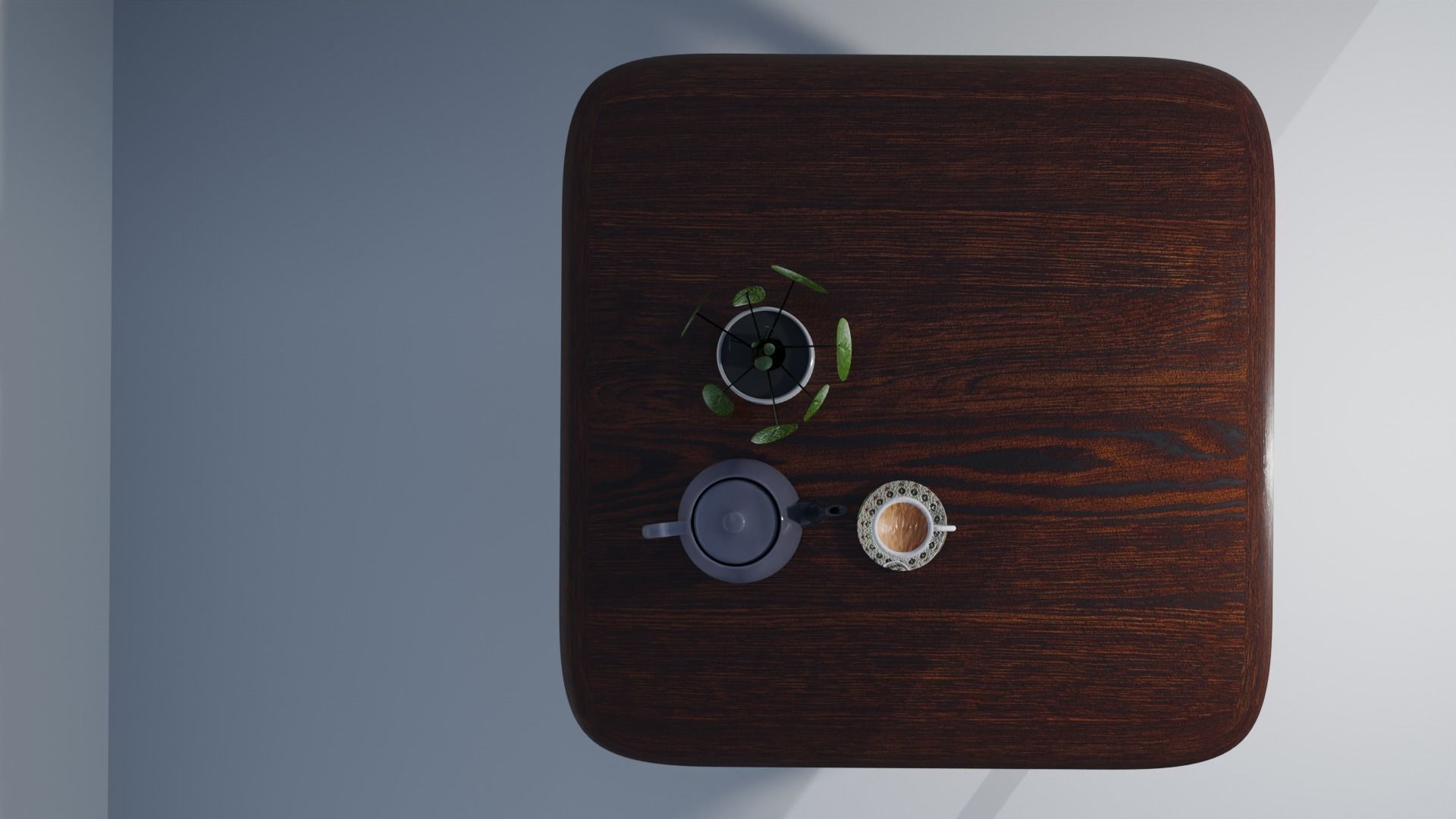 Brown Coloured Wooden Table Low-poly 3D model_1