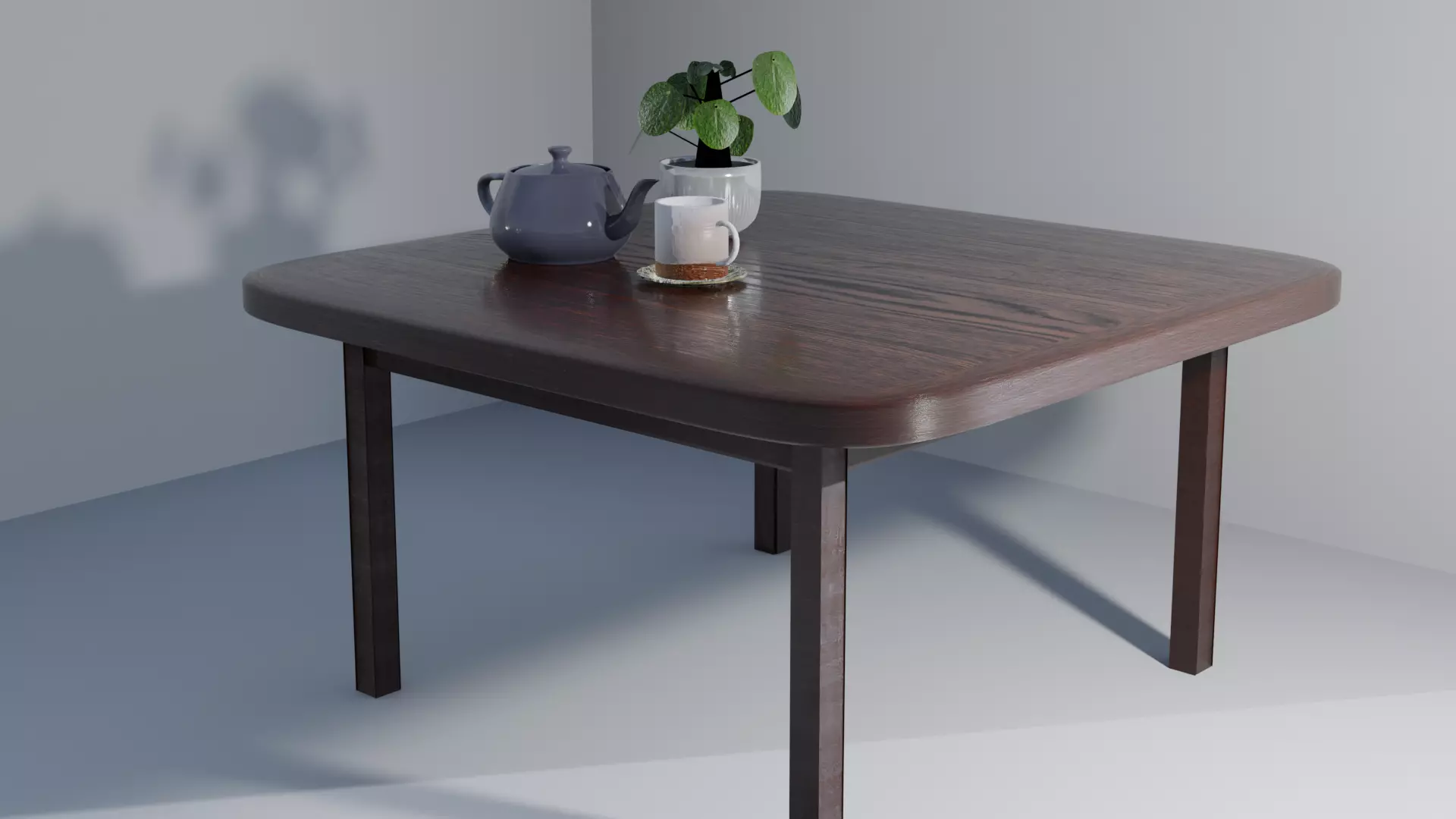 Brown Coloured Wooden Table Low-poly 3D model_0