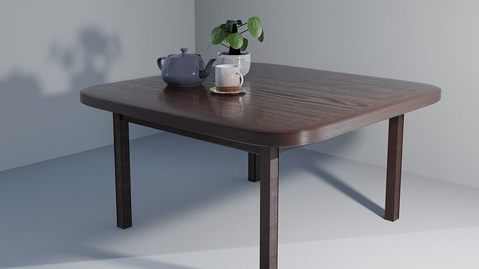 Brown Coloured Wooden Table Low-poly 3D model