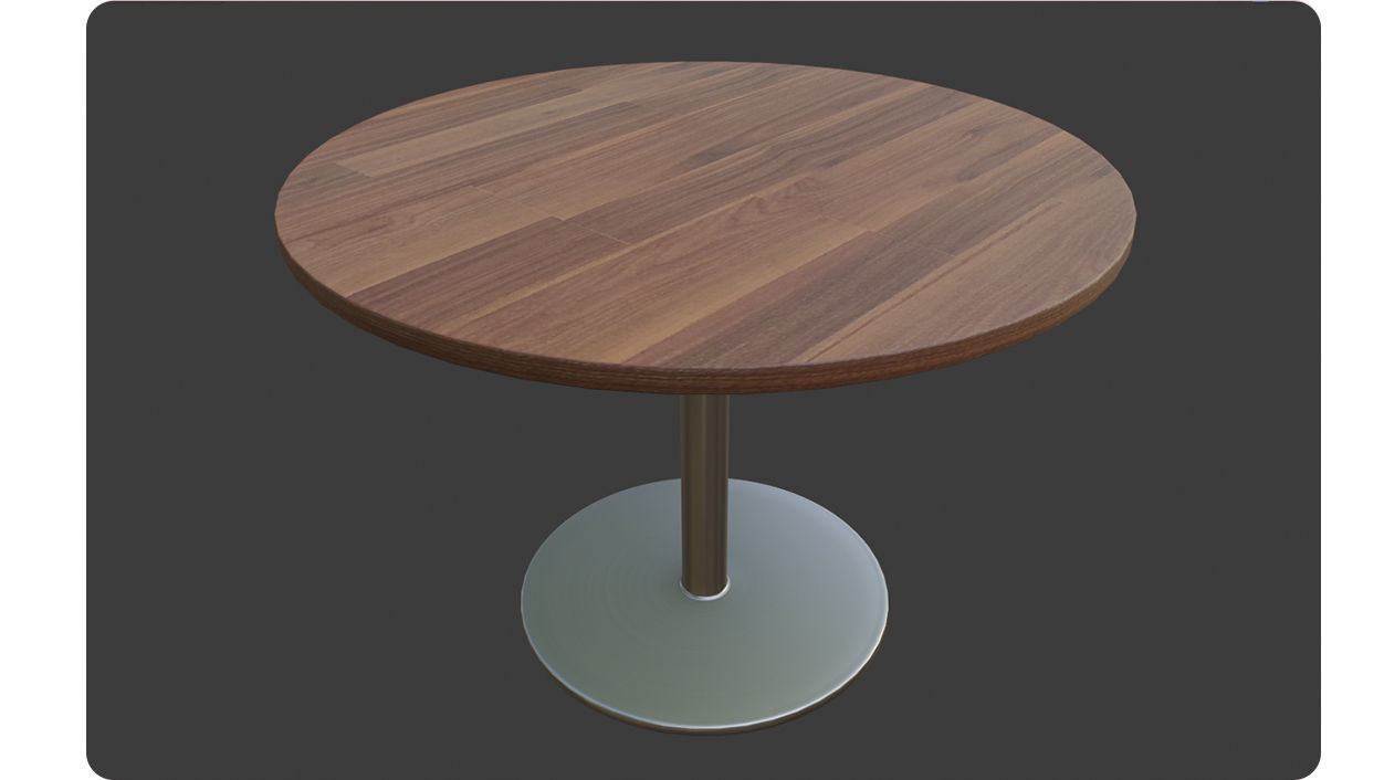 Round Table laminated wood with metal base 3d model Low-poly 3D model_7