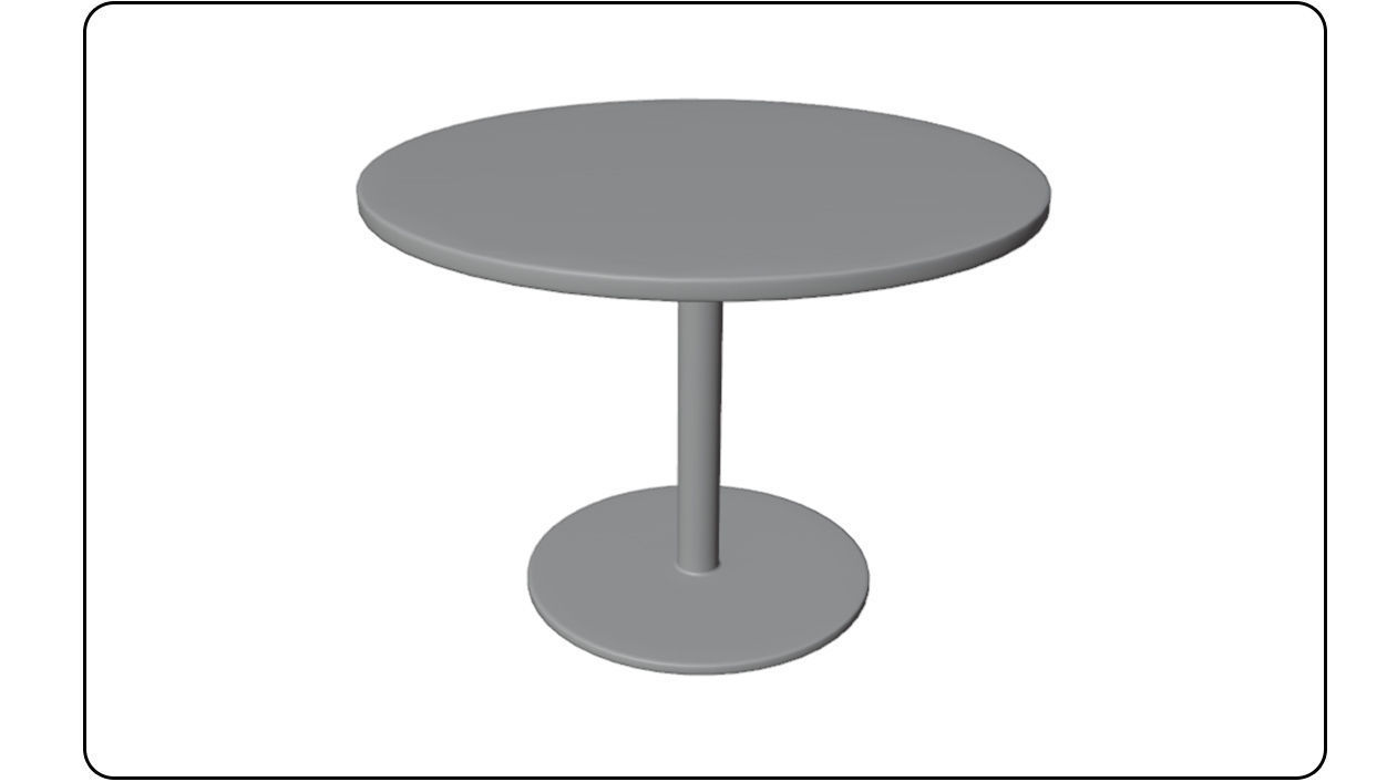 Round Table laminated wood with metal base 3d model Low-poly 3D model_10