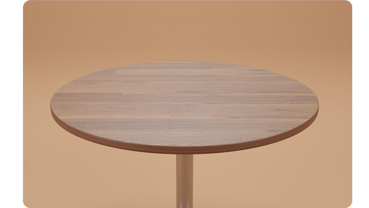 Round Table laminated wood with metal base 3d model Low-poly 3D model_2