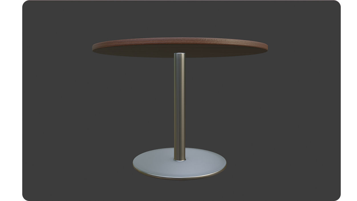 Round Table laminated wood with metal base 3d model Low-poly 3D model_9