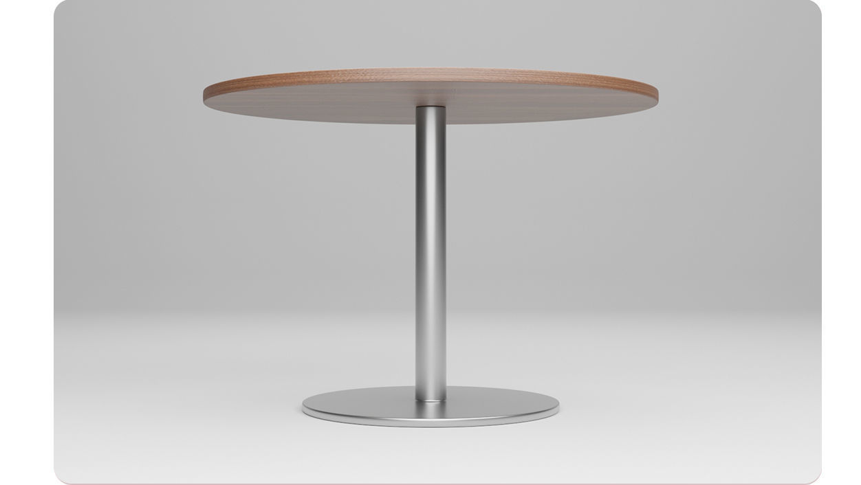 Round Table laminated wood with metal base 3d model Low-poly 3D model_4