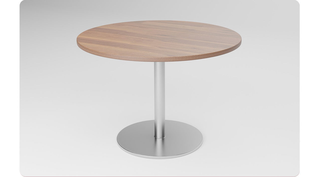 Round Table laminated wood with metal base 3d model Low-poly 3D model_3